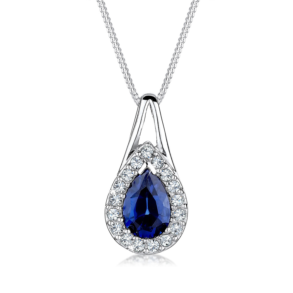 Elli Elli Collier Tropfen Saphir Kristalle 925 Silber collier