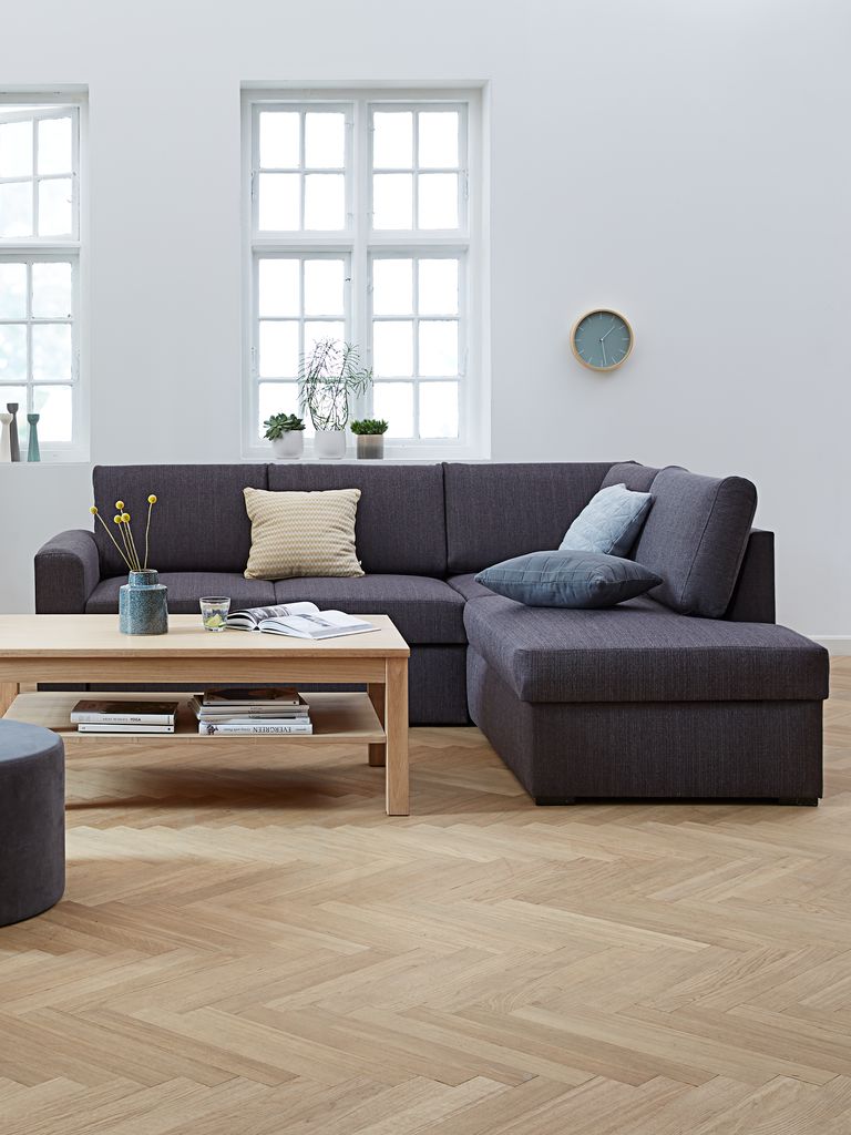 BEDSTED Sofa rozkładana z szezlongiem BEDSTED szara
