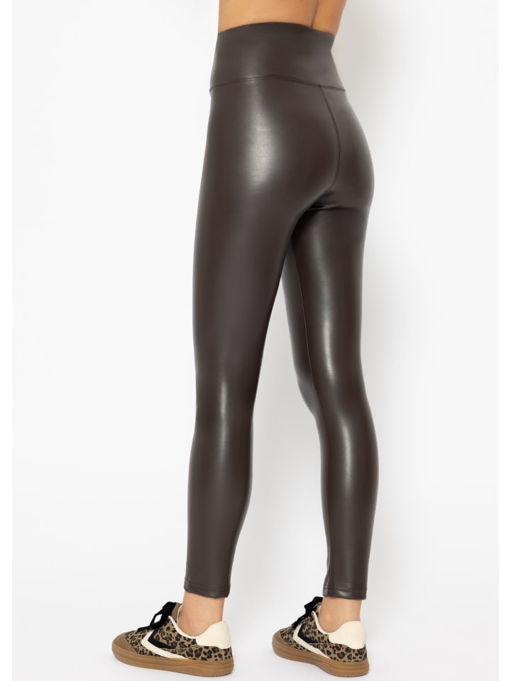 SASSYCLASSY Thermo Leggings in Lederoptik in Braun günstig kaufen