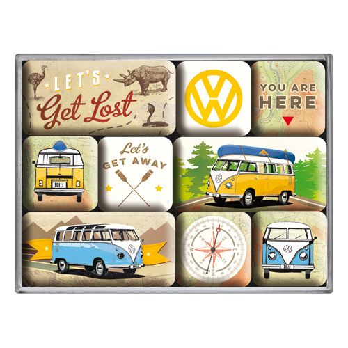 Nostalgic Art Magnet-Set, Motiv "VW Bulli  Let´s get Lost", 1 Stück, 9-teilig - ATU