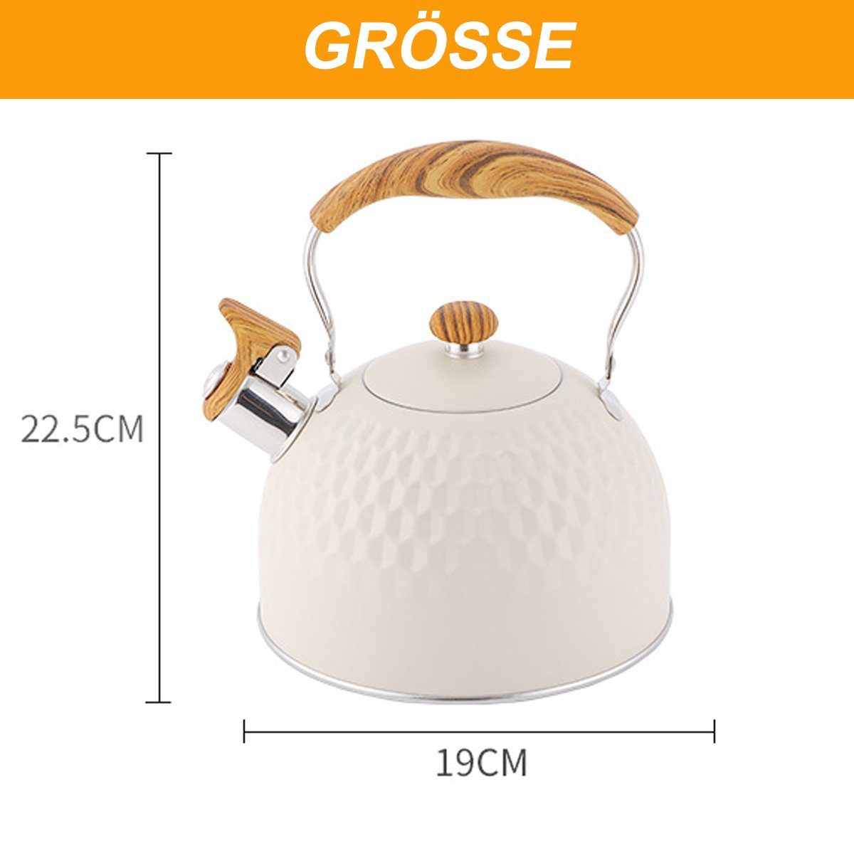 Einemgeld Wasserkessel Pfeifender Teekessel, lebensmittelechter Edelstahl, für Tee, Kaffee