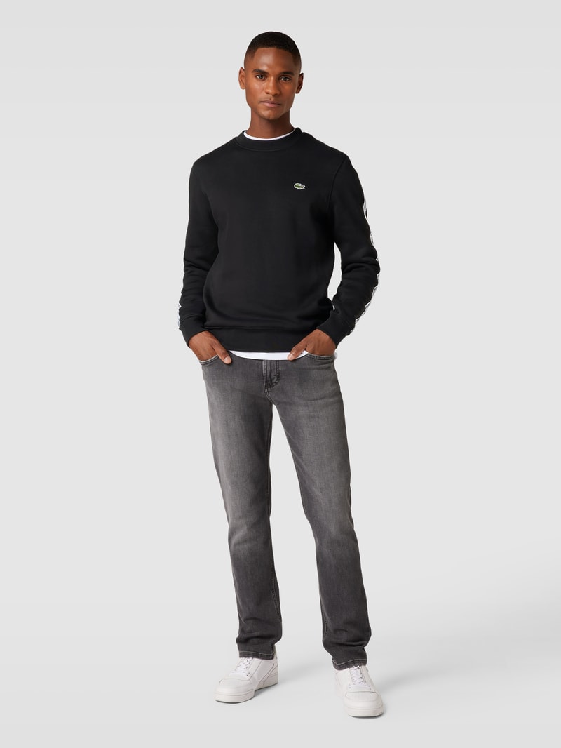 Sweatshirt mit Rundhalsausschnitt Modell 'TAPE CREW' in schwarz