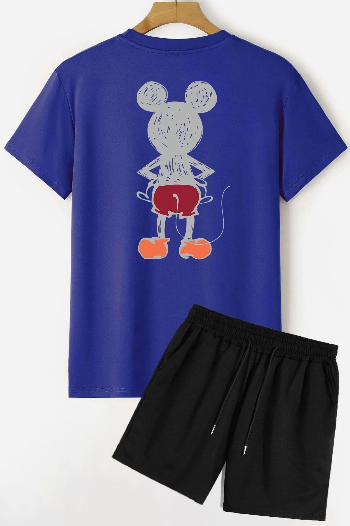 trendypassion  Shorts-T-Shirt-Trainingsanzug-Set mit Rückendruck