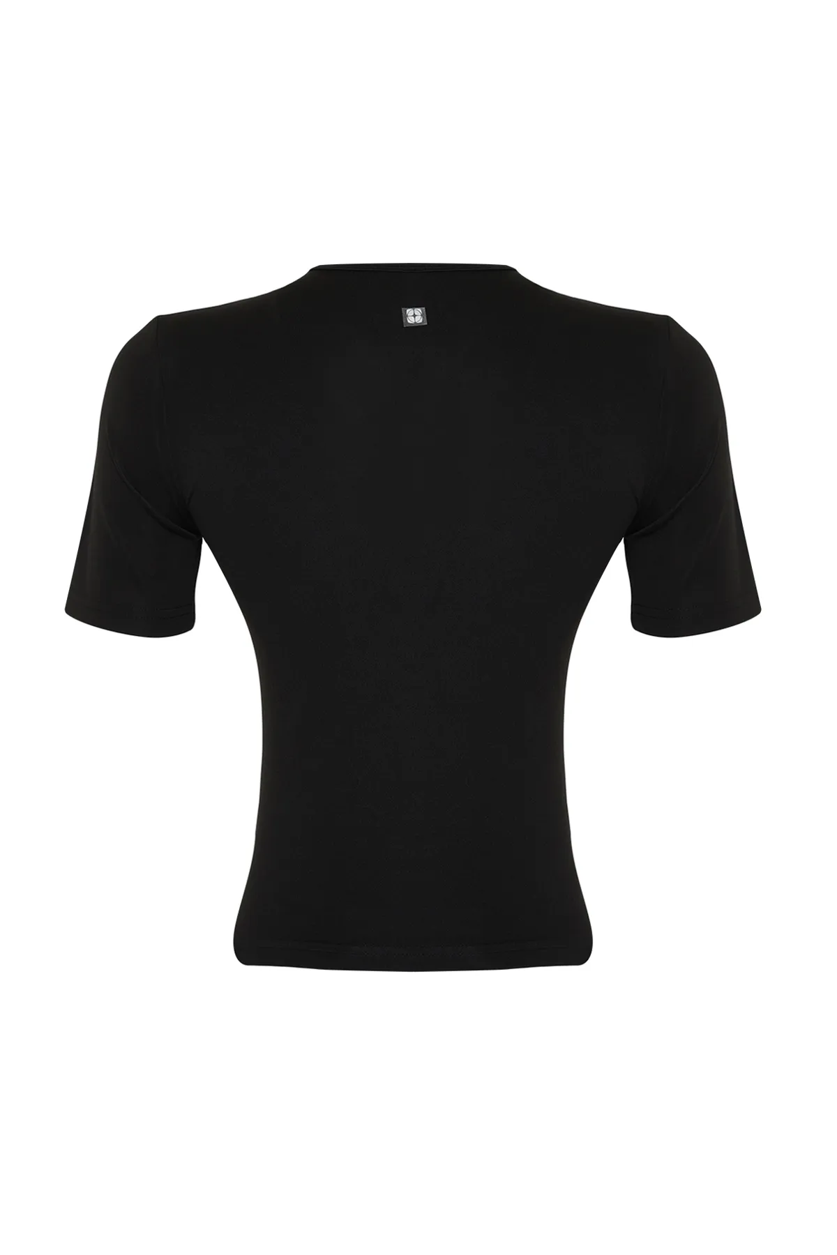 Trendyol Collection  Schwarzes, dünnes Ektra-Gewebe, Rundhalsausschnitt, gestricktes Sport-Top/Bluse THMSS24BZ00008