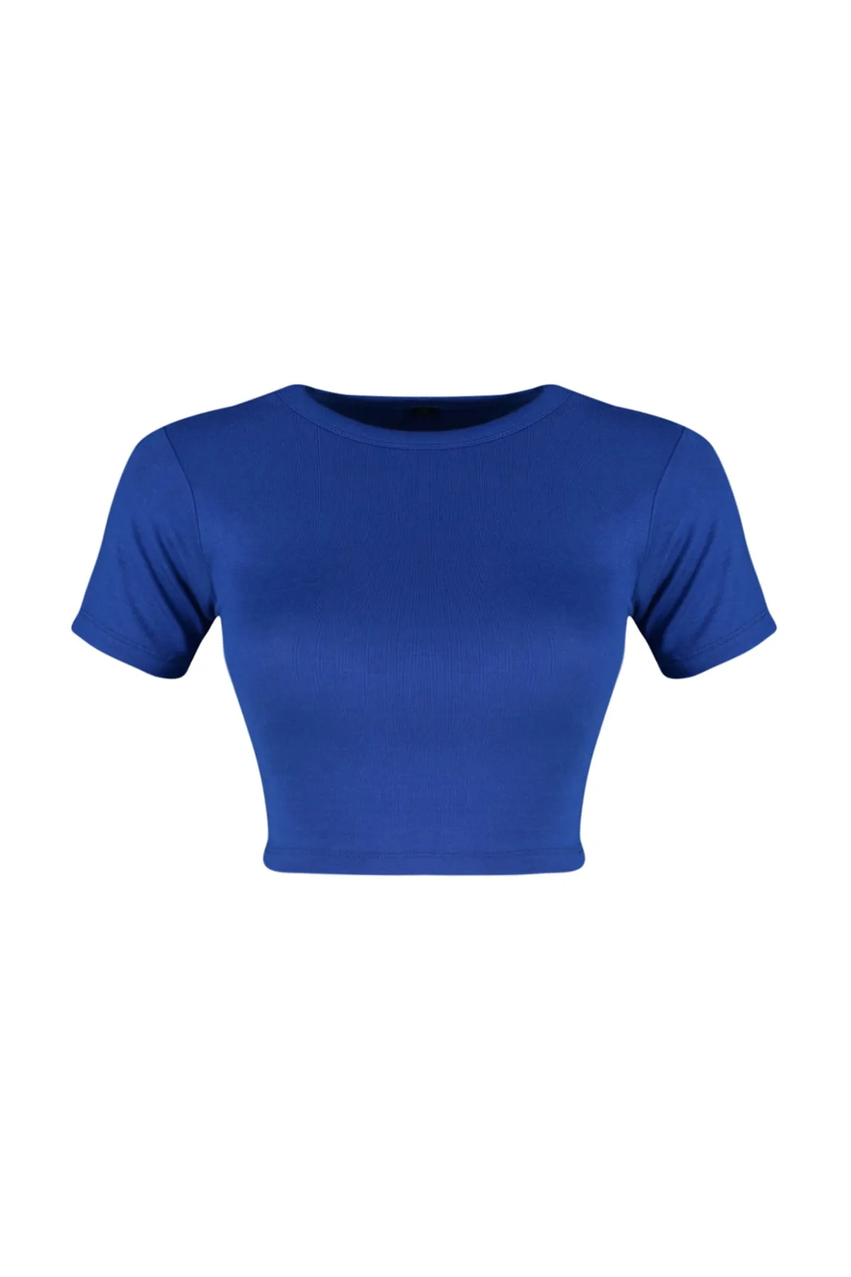 Trendyol Collection  Premium Saks-Ecru Saks Gestreifte 2er-Pack Viskose/weicher Stoff Kurze Stretch Strickbluse TWOSS23BZ00194
