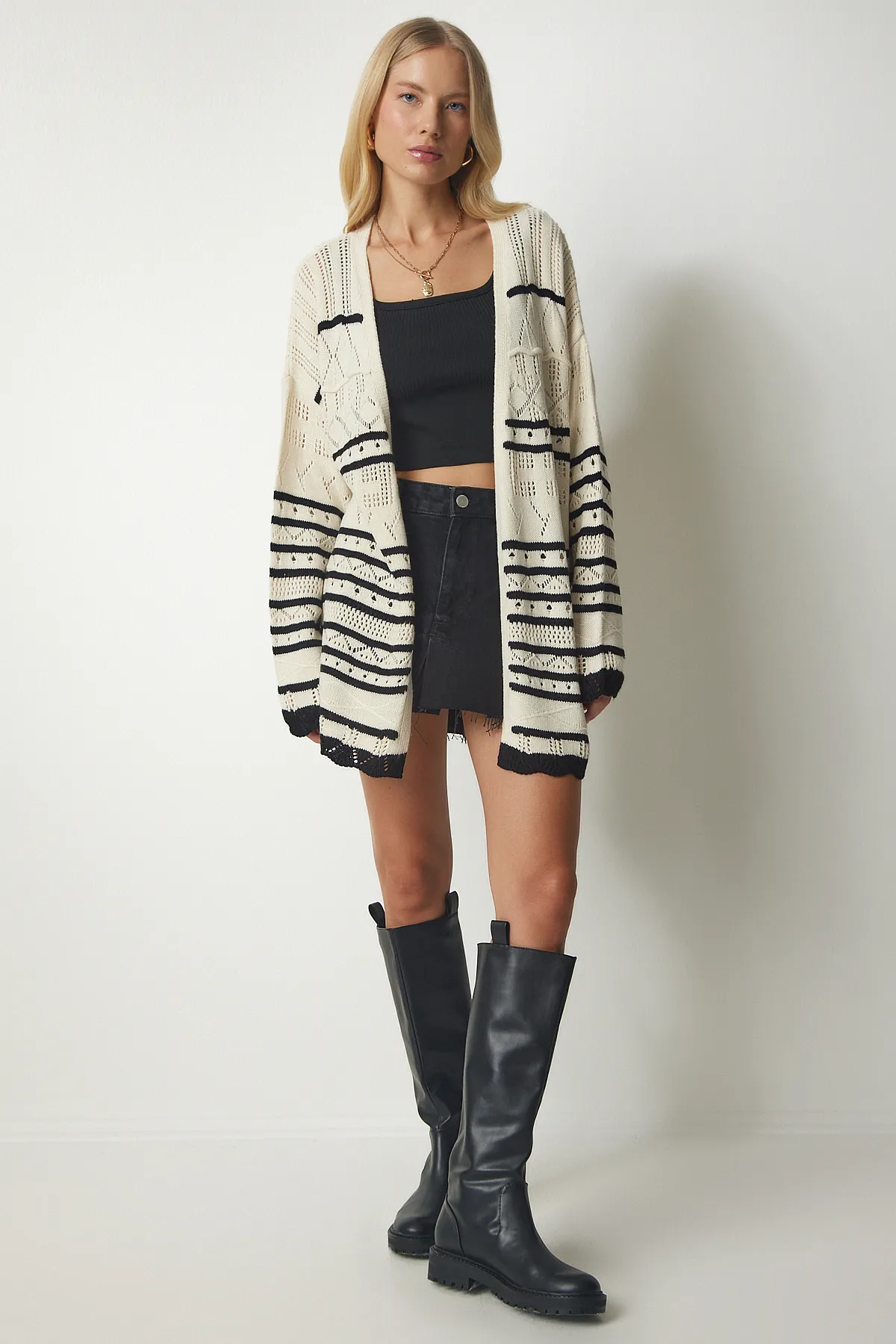 Happiness İstanbul  Strickjacke - Beige - Regular Fit