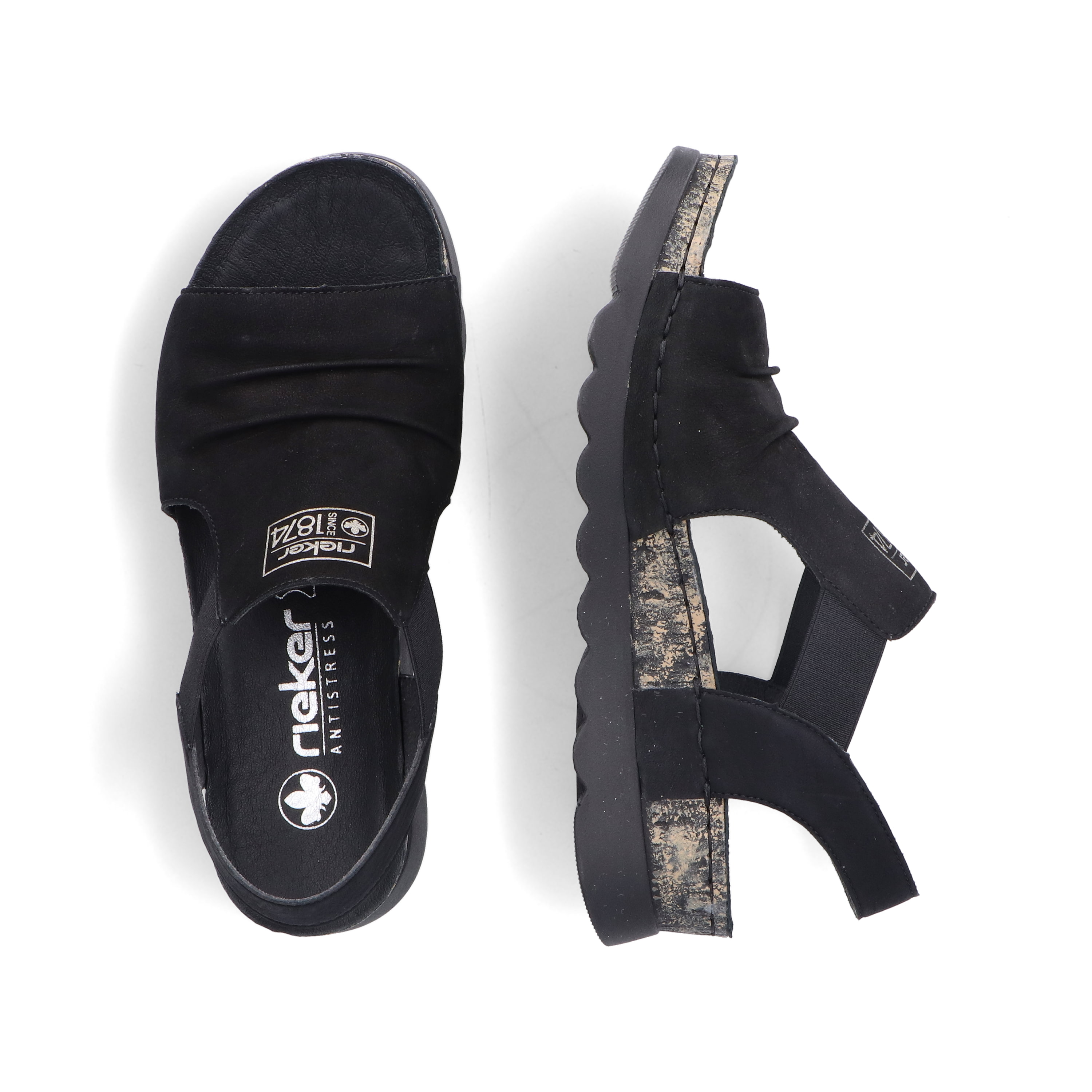 Rieker Damen Riemchensandalen asphaltschwarz