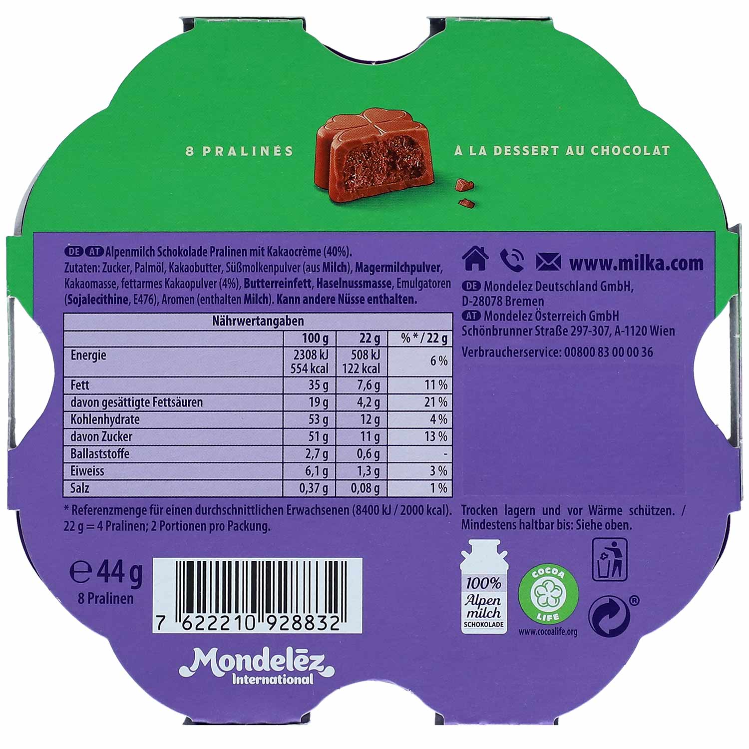 Milka 'Alles Gute' Pralinés à la Dessert au Chocolat 44g