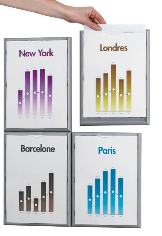 Paperflow Wandmontage Inforahmen DIN A4 338 338 x 255 mm Aluminium 4 Stück