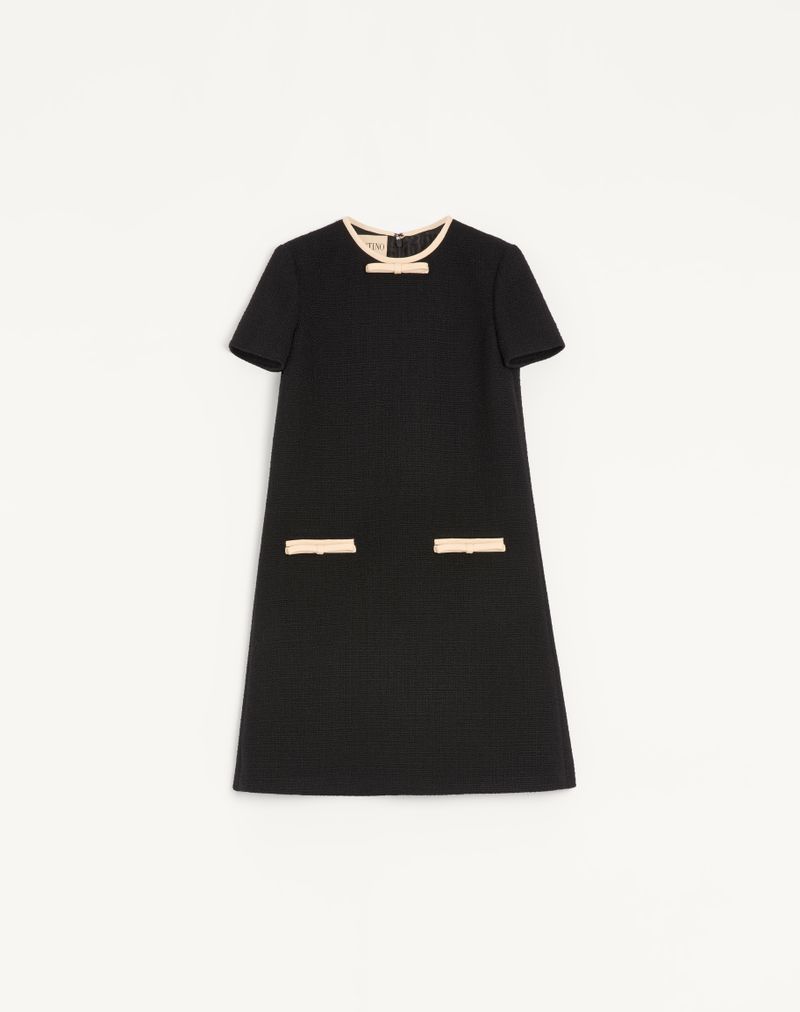 Vestido curto em tweed de lã lisa