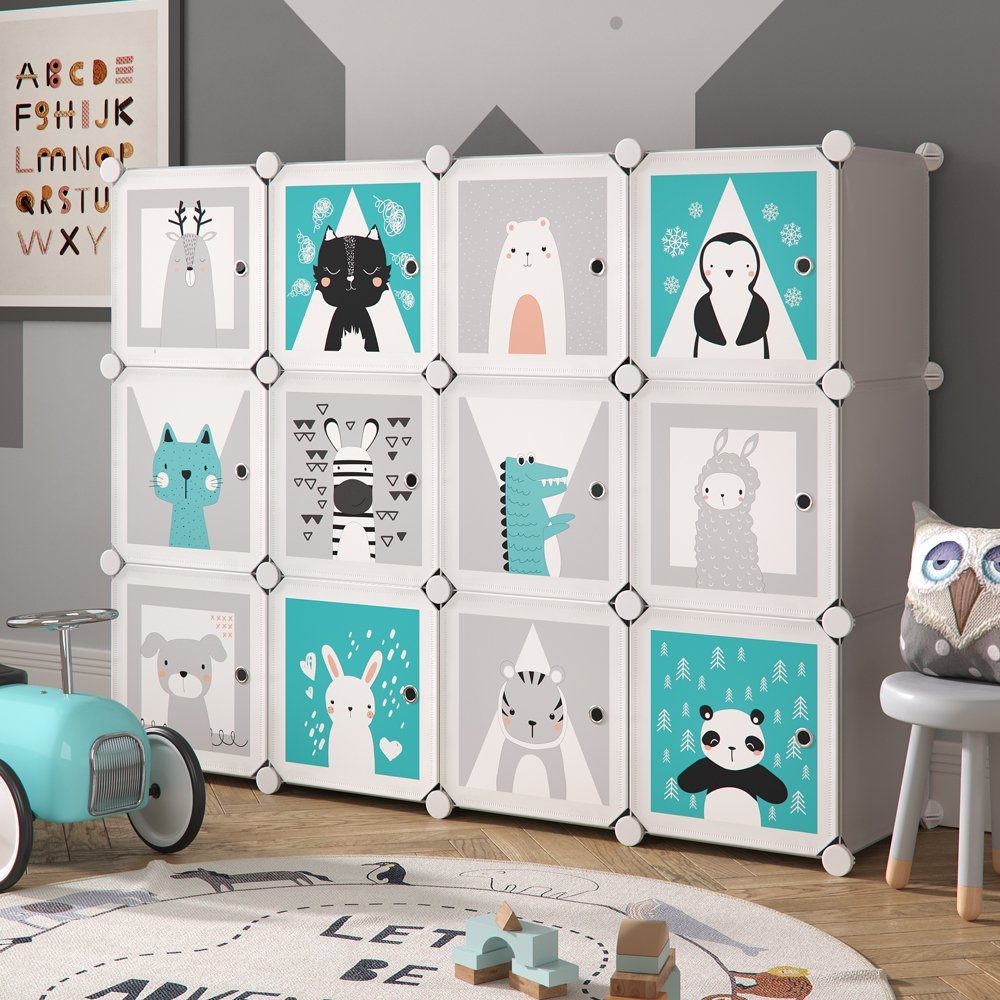 Vicco Bücherregal Kleiderschrank Steckregal Andy grau modular 12 Fächer