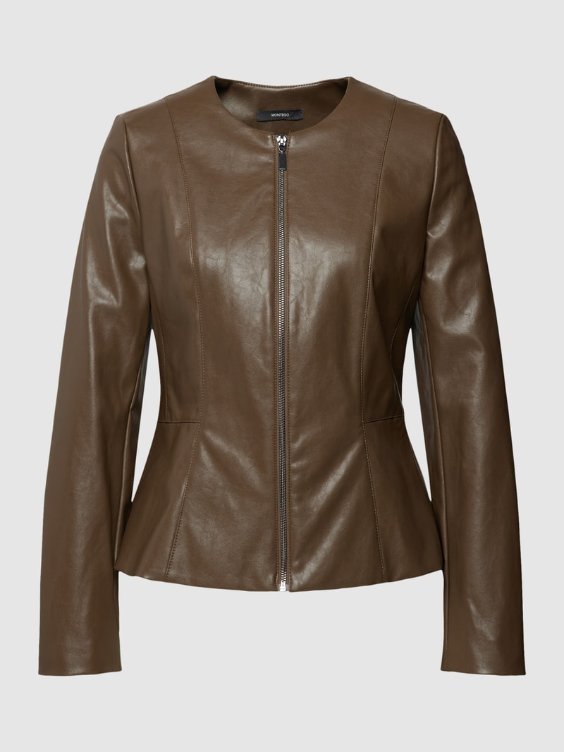 Jacke in Leder-Optik in olivgrün