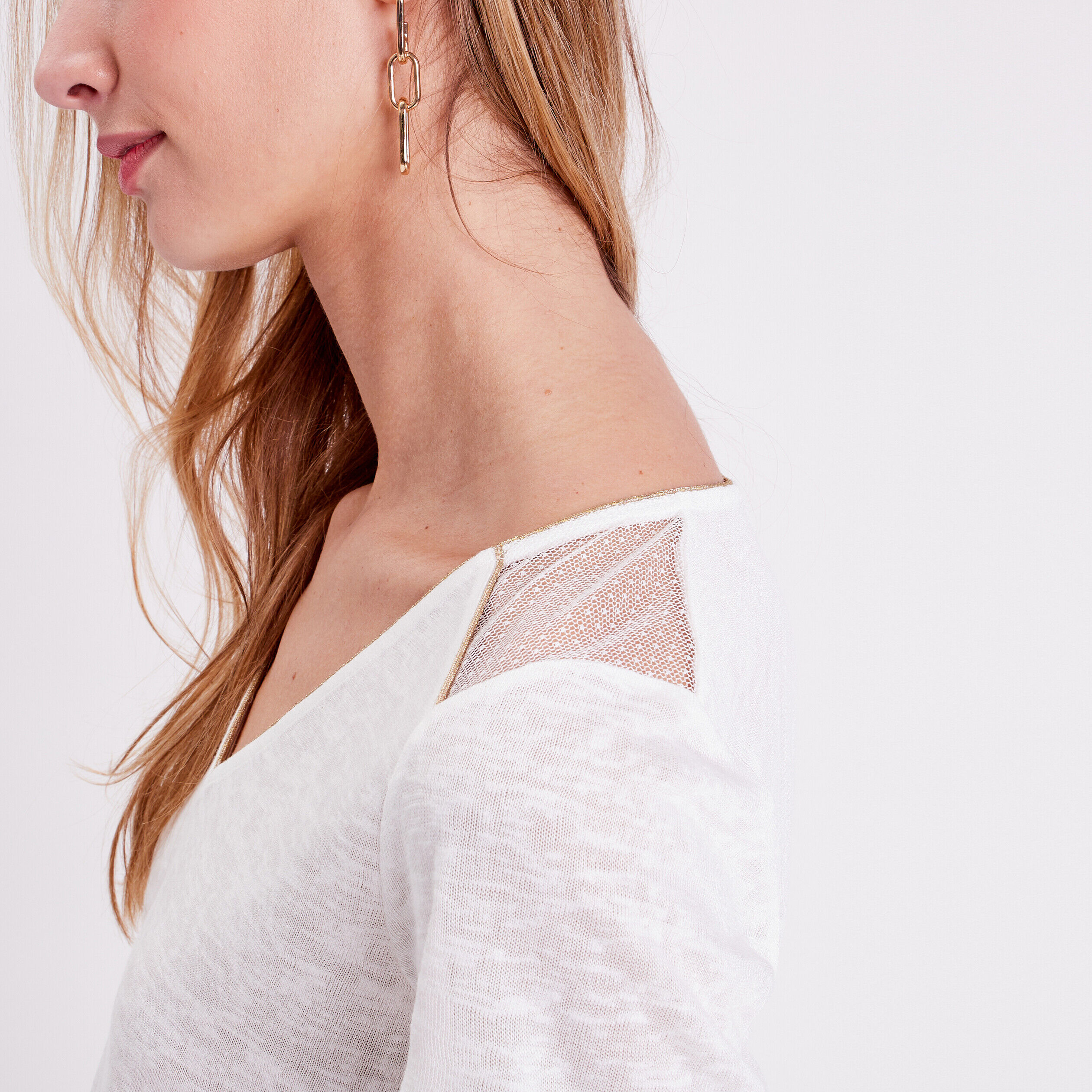 T-shirt manches courtes ecru femme | Cache Cache