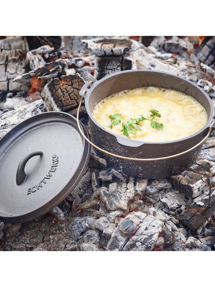 Echtwerk 7 tlg. Set Gusseiserner Dutch Oven inkl. Holzkiste in Schwarz günstig kaufen onesize