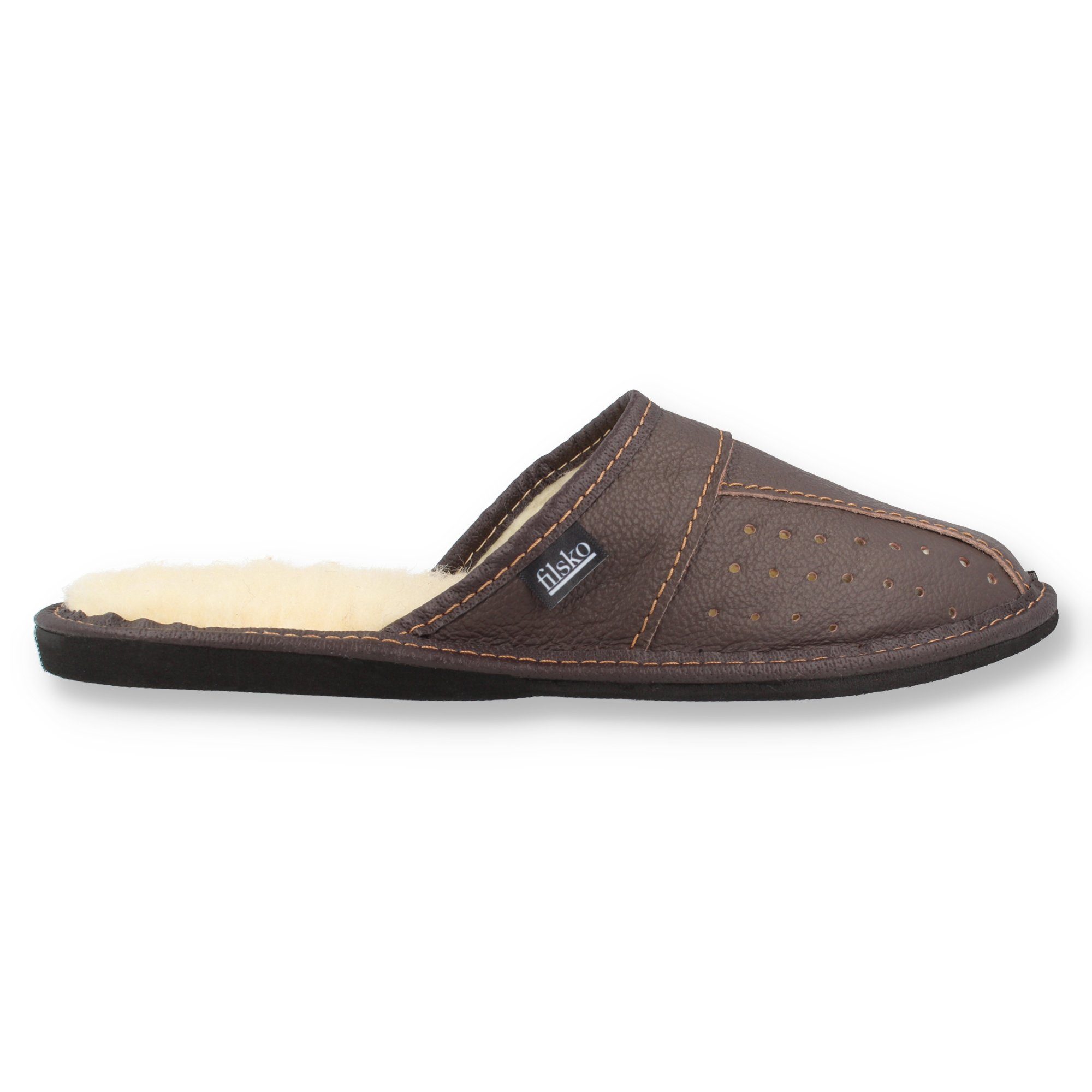 filsko Elegante Herren Pantoffeln aus Rindleder Hausschuh ungefüttert, oder mit Schafwolle gefüttert, bis Schuhgröße 50!