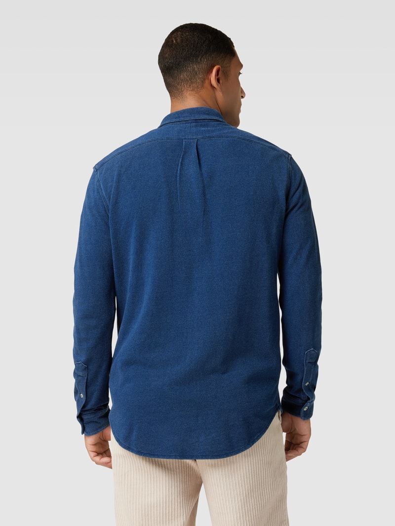 Regular Fit Freizeithemd mit Logo-Stitching in dunkelblau