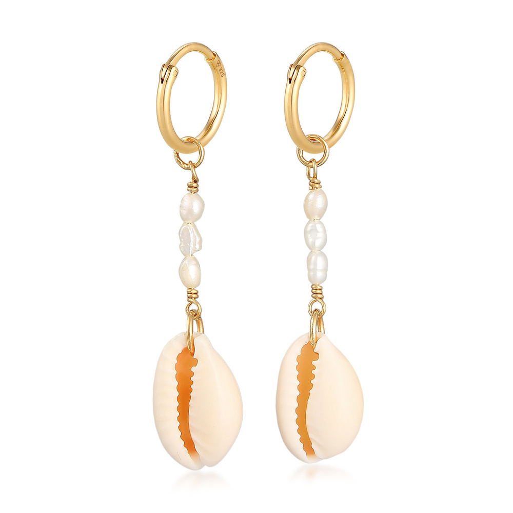 Elli PREMIUM Elli PREMIUM Boucles d'Oreilles Créoles baroques pour Femmes avec perle d'eau dou Boucles d'oreilles
