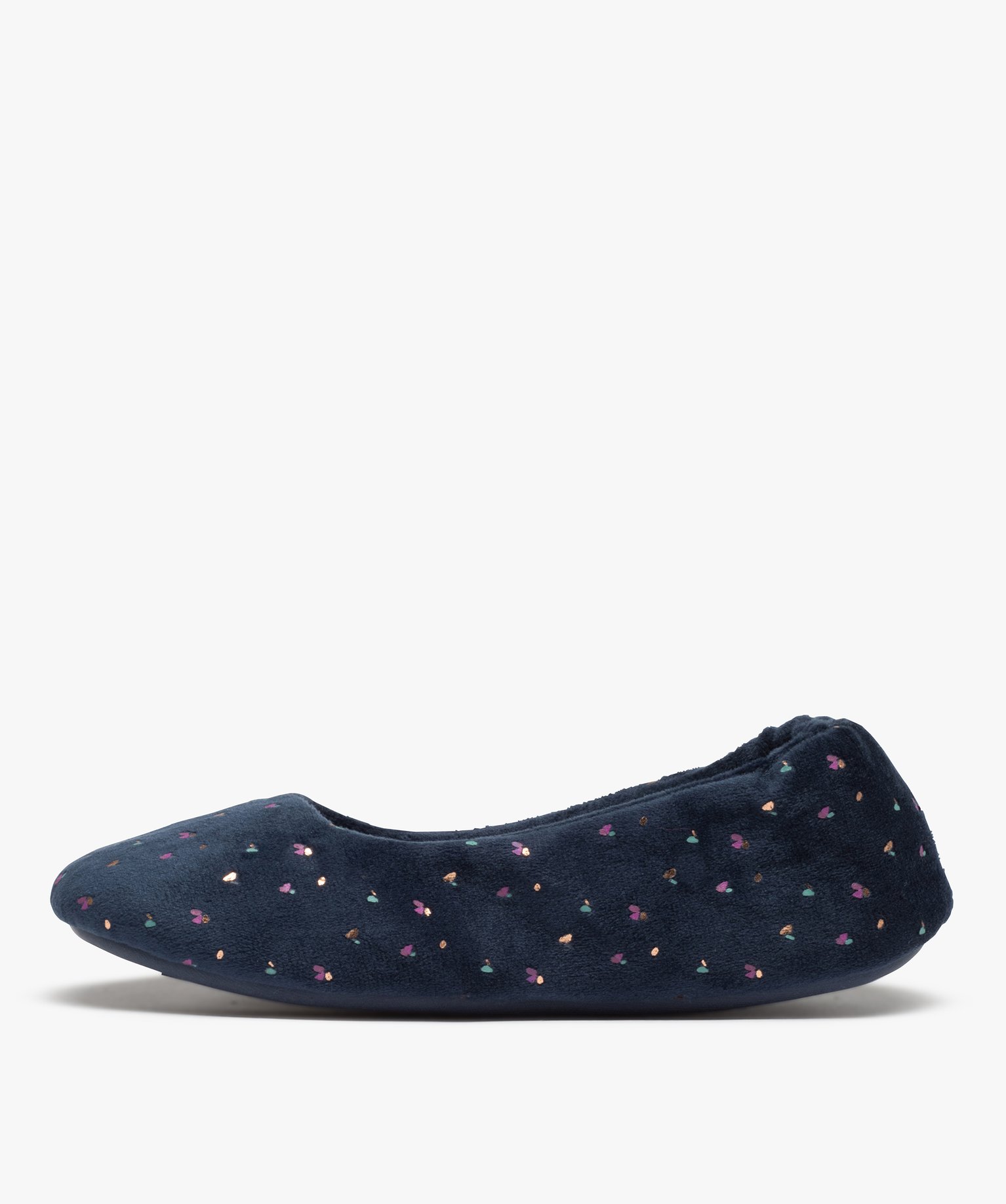 Chaussons femme ballerines en velours imprimé – Dim marine | GEMO