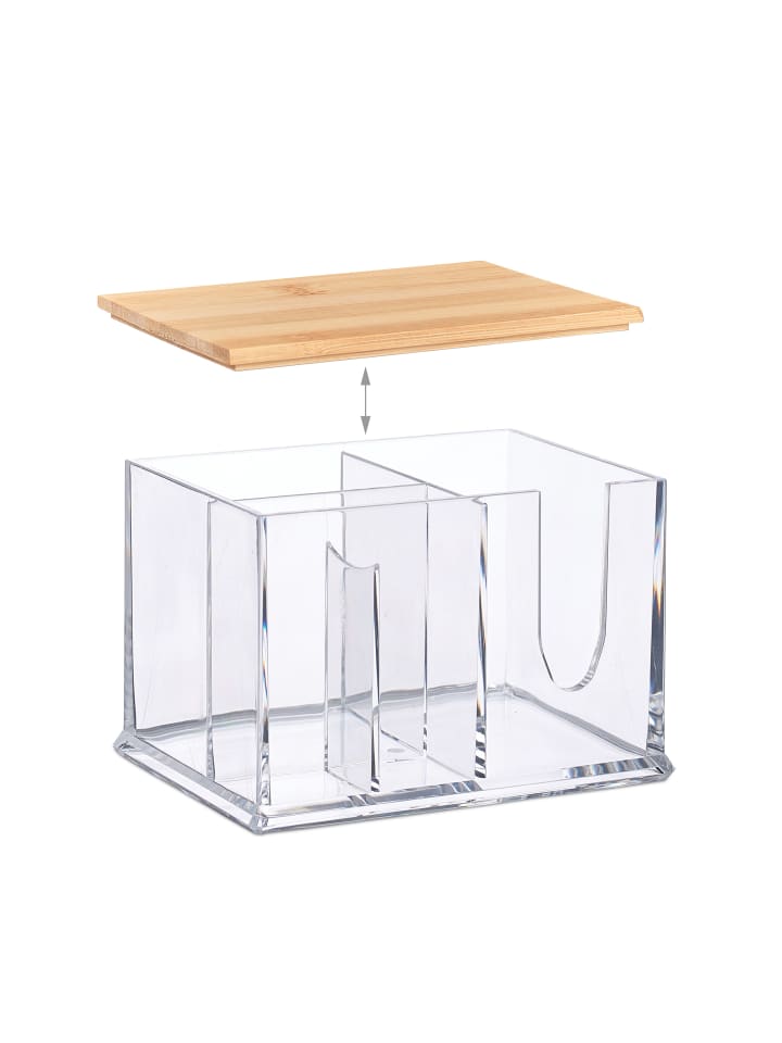 relaxdays Wattestäbchen Aufbewahrung in Transparent/ Natur günstig kaufen onesize