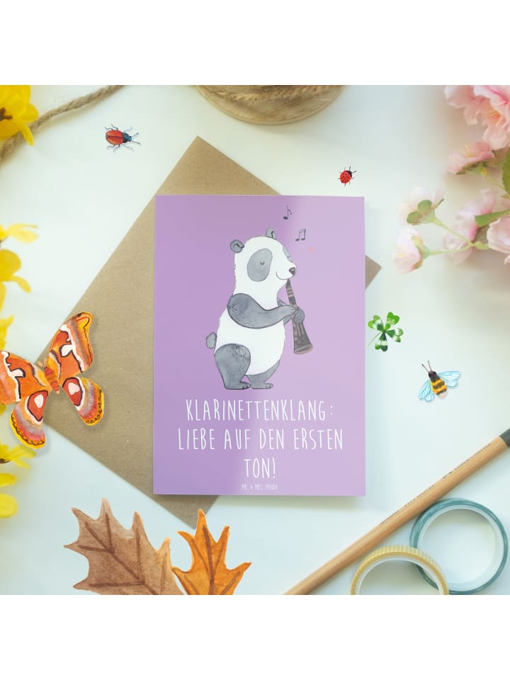 Mr. & Mrs. Panda Grußkarte Klarinette Liebe  mit Spruch in Lavendeltraum günstig kaufen onesize