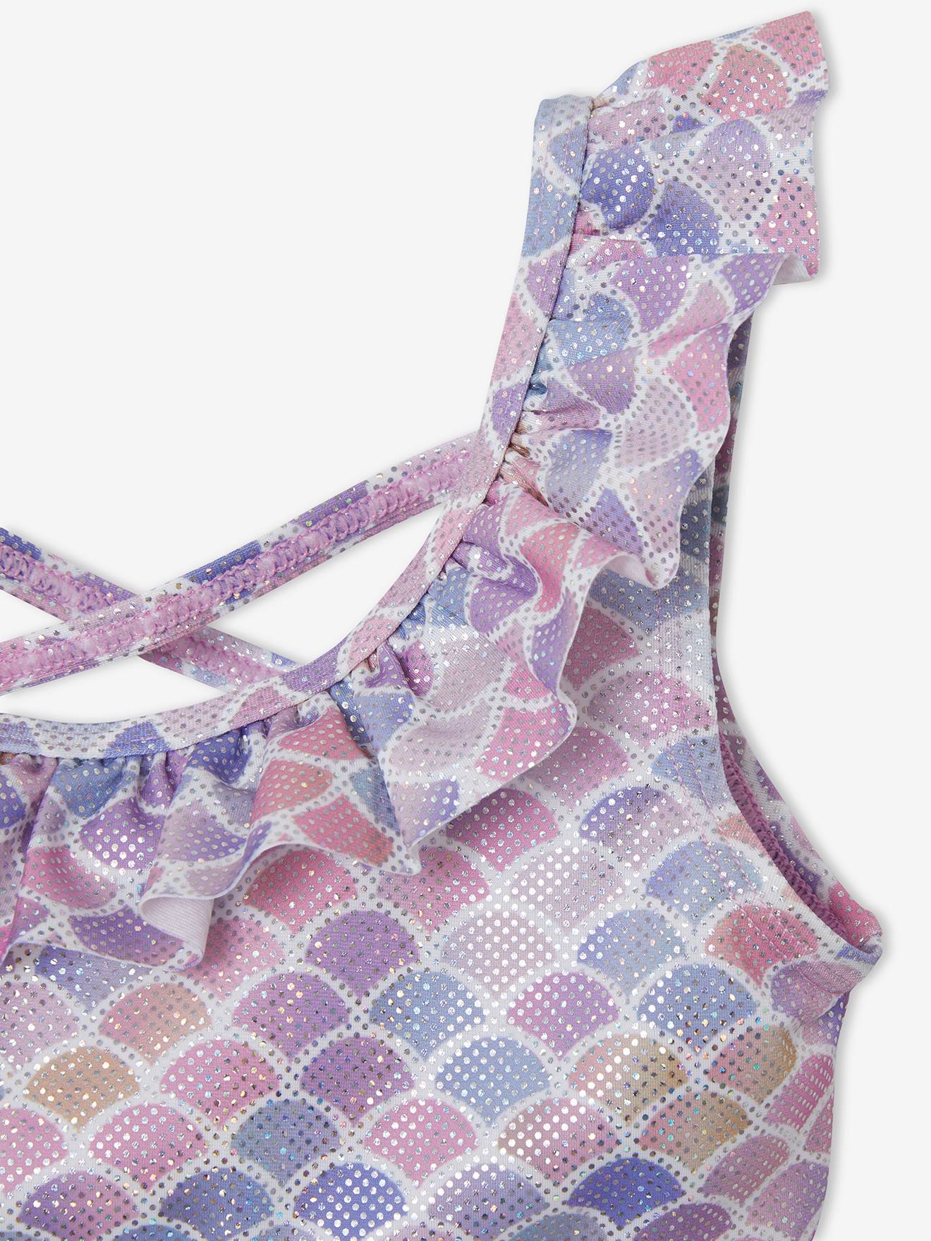 Maillot de bain 2 pièces sirène fille ivoire imprimé