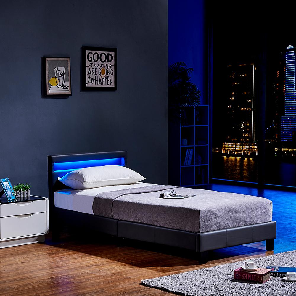 Home Deluxe LED Bett ASTRO 90 x 200 Dunkelgrau