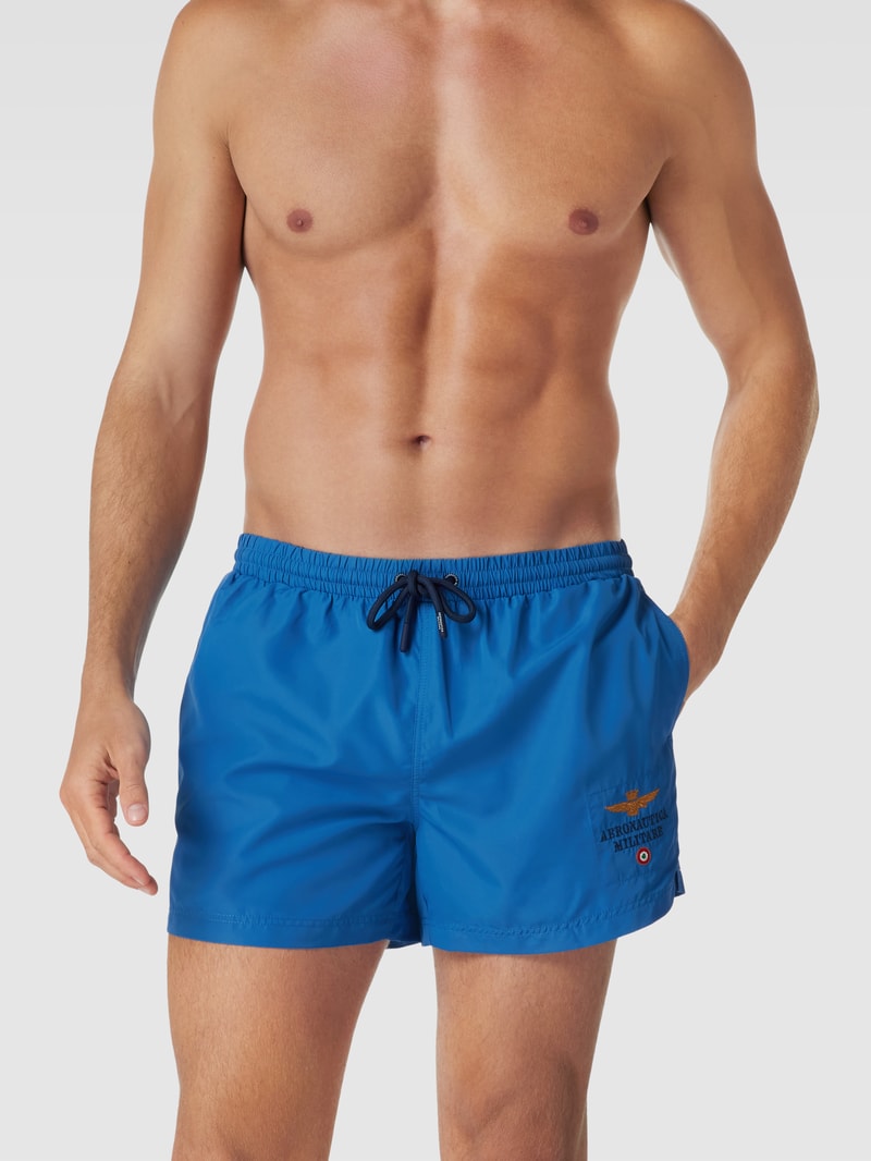 Badeshorts mit Label-Stitching Modell 'COSTUME' in royalblau
