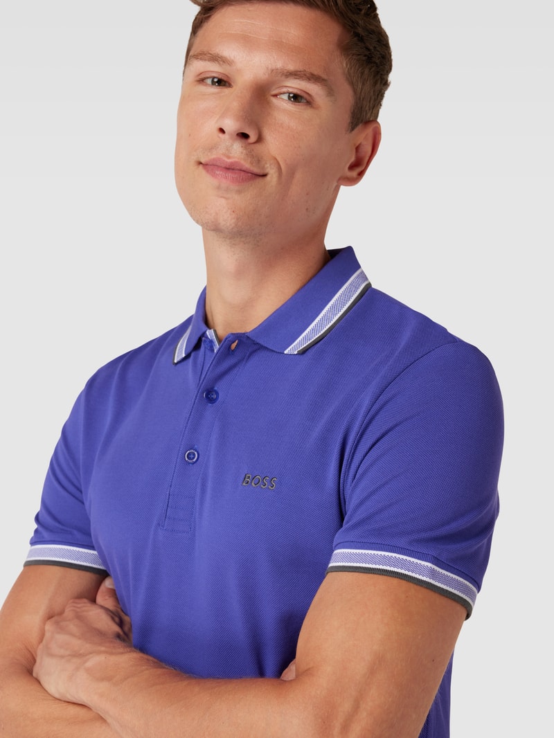 Poloshirt mit Label-Stitching Modell 'PADDY' in lila
