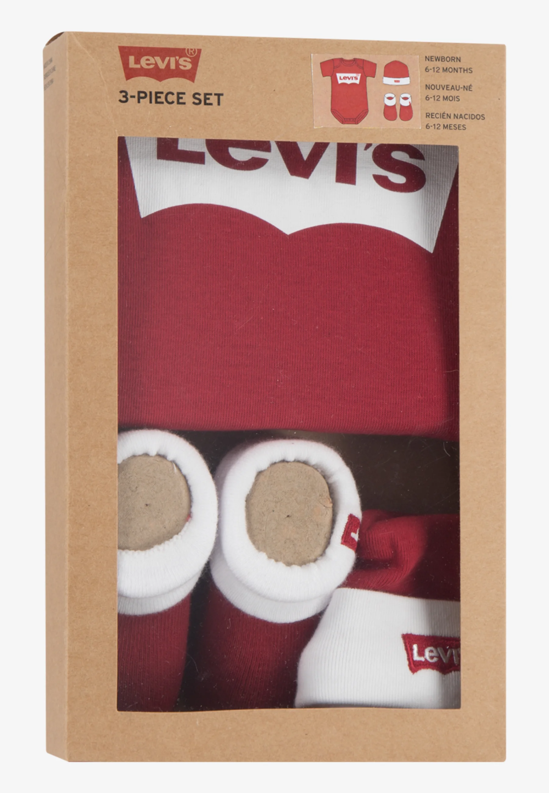Conjunto unisex de mono, gorro y botín con alas de murciélago de Levi's® - Regalo para baby shower