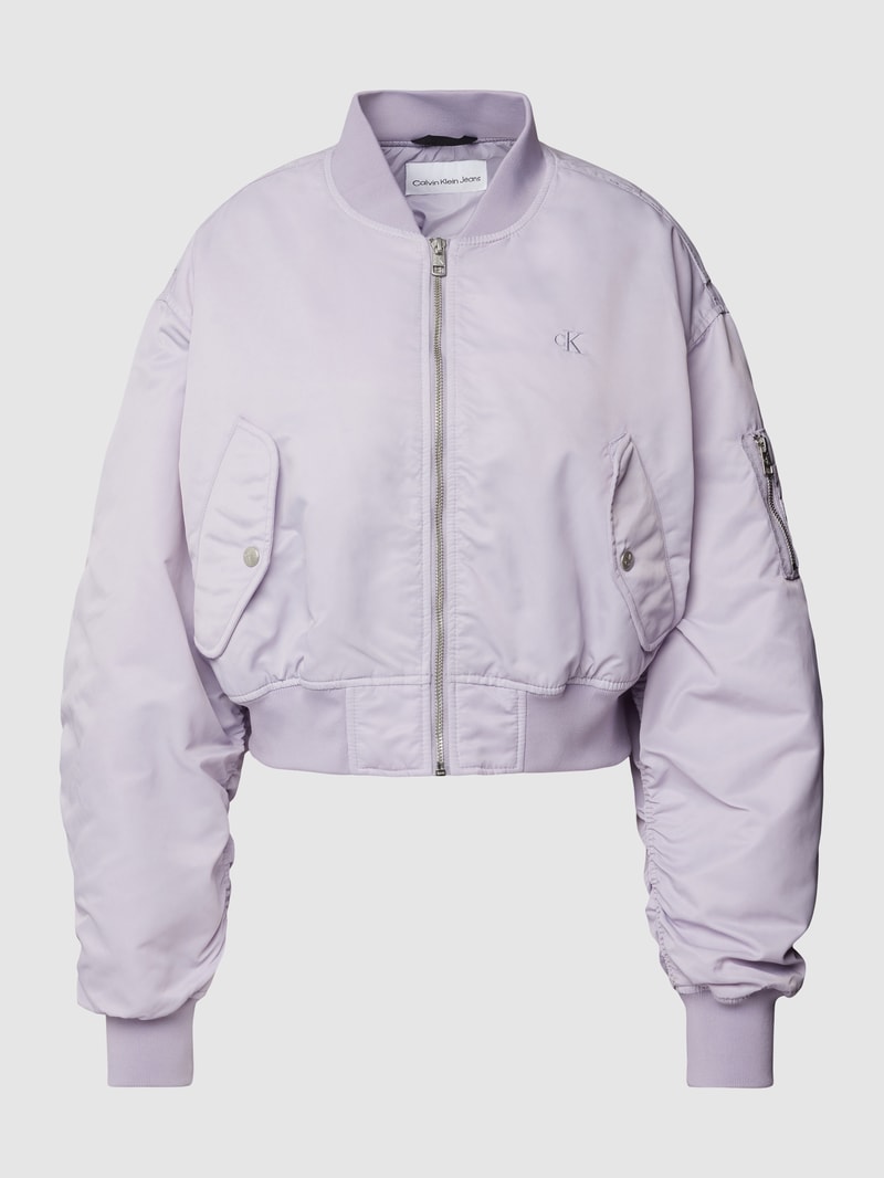 Bomberjacke mit Label-Stitching in flieder