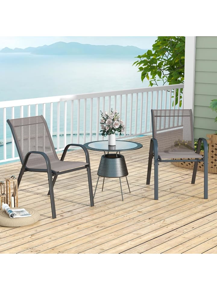 COSTWAY 4er Set Gartenstühle 56x70x84cm in Grau günstig kaufen onesize