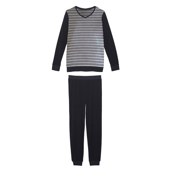 Frottee Pyjama, schwarz