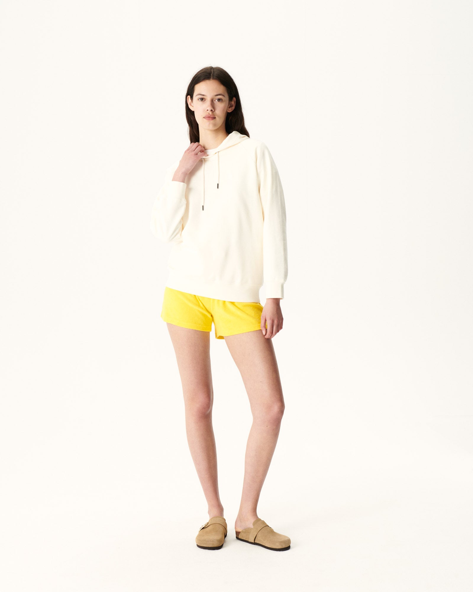Sweat molleton à capuche femme en coton biologique Ecru Monteria
