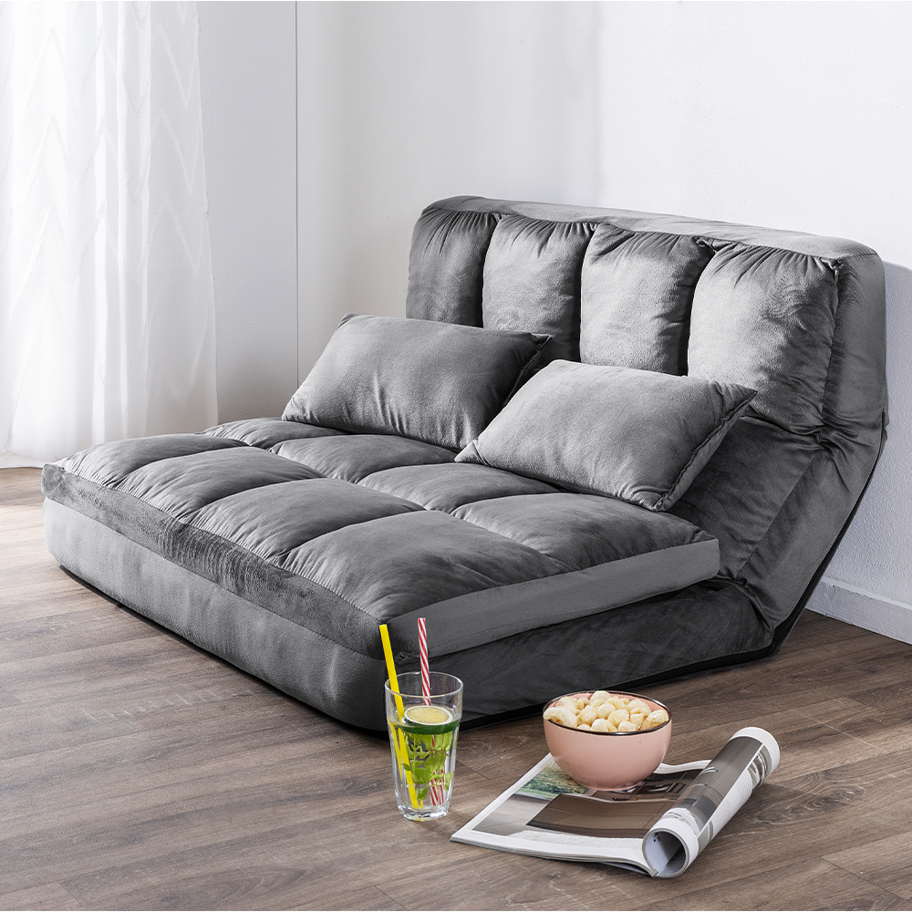 Better Home 2 in 1 Bodensofa Bodenstuhl Bodensessel Bett mit Rückenlehne Verstellbar Grau