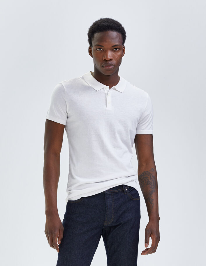 Polo off white coton modal Homme