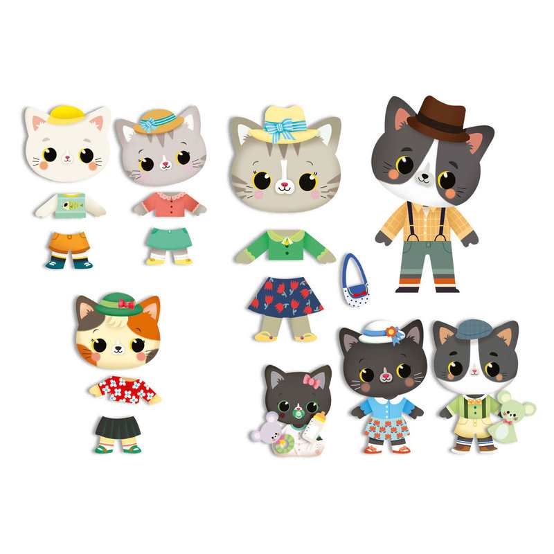 Pochette Les chats Je crée mes petites familles en gommettes - Lito