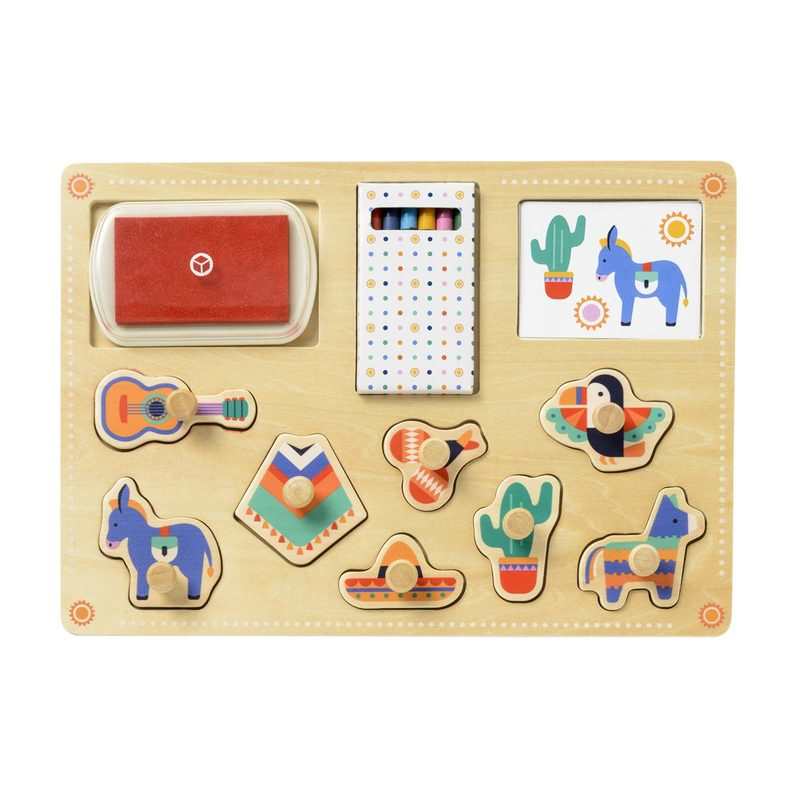 Set créatif 8 tampons en bois et accessoires Oxybul