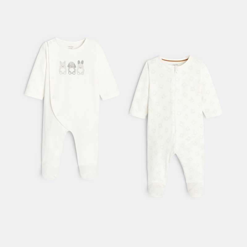 Dors-bien coton animaux (lot de 2) blanc naissance