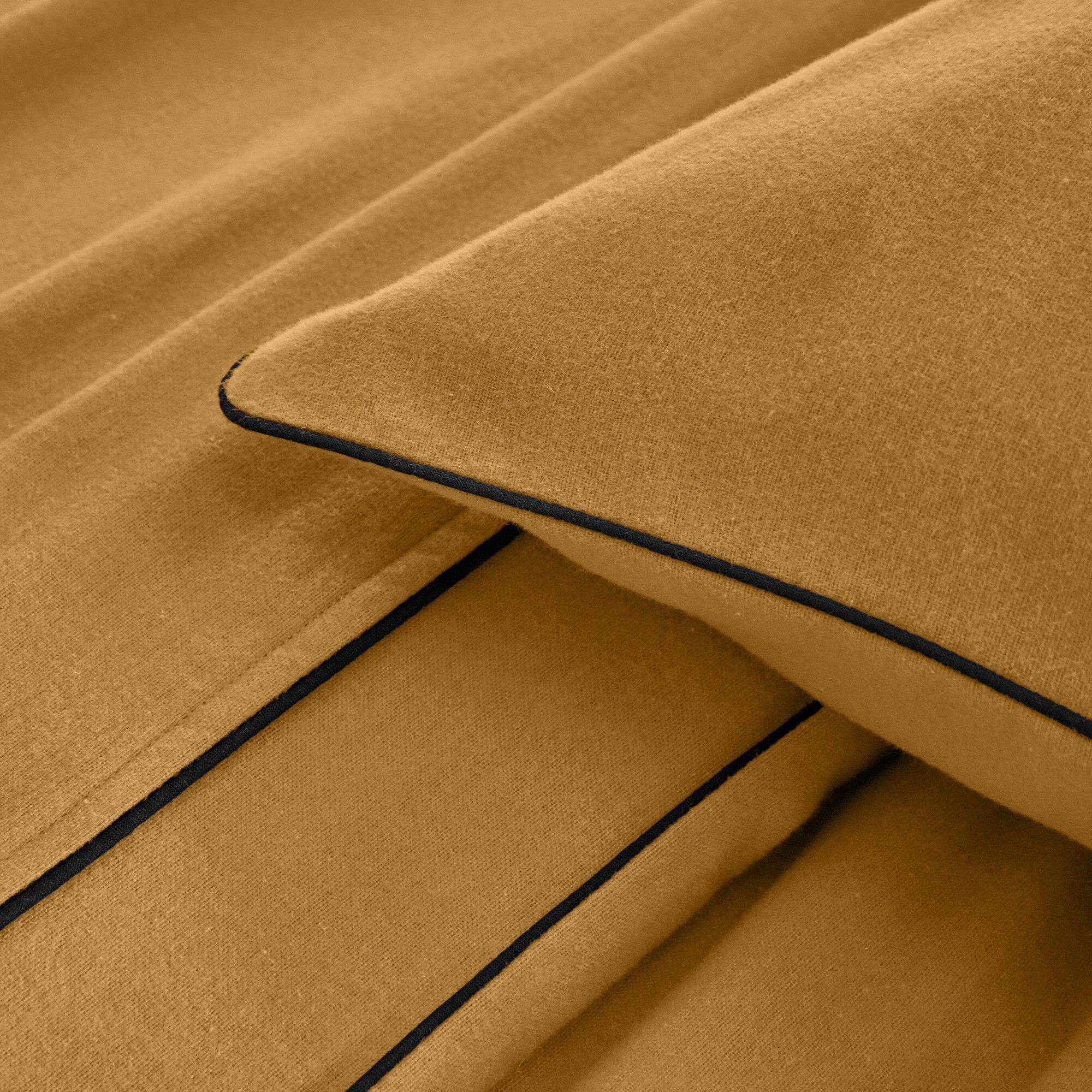Linge de lit uni flanelle passepoil contrasté, collection 