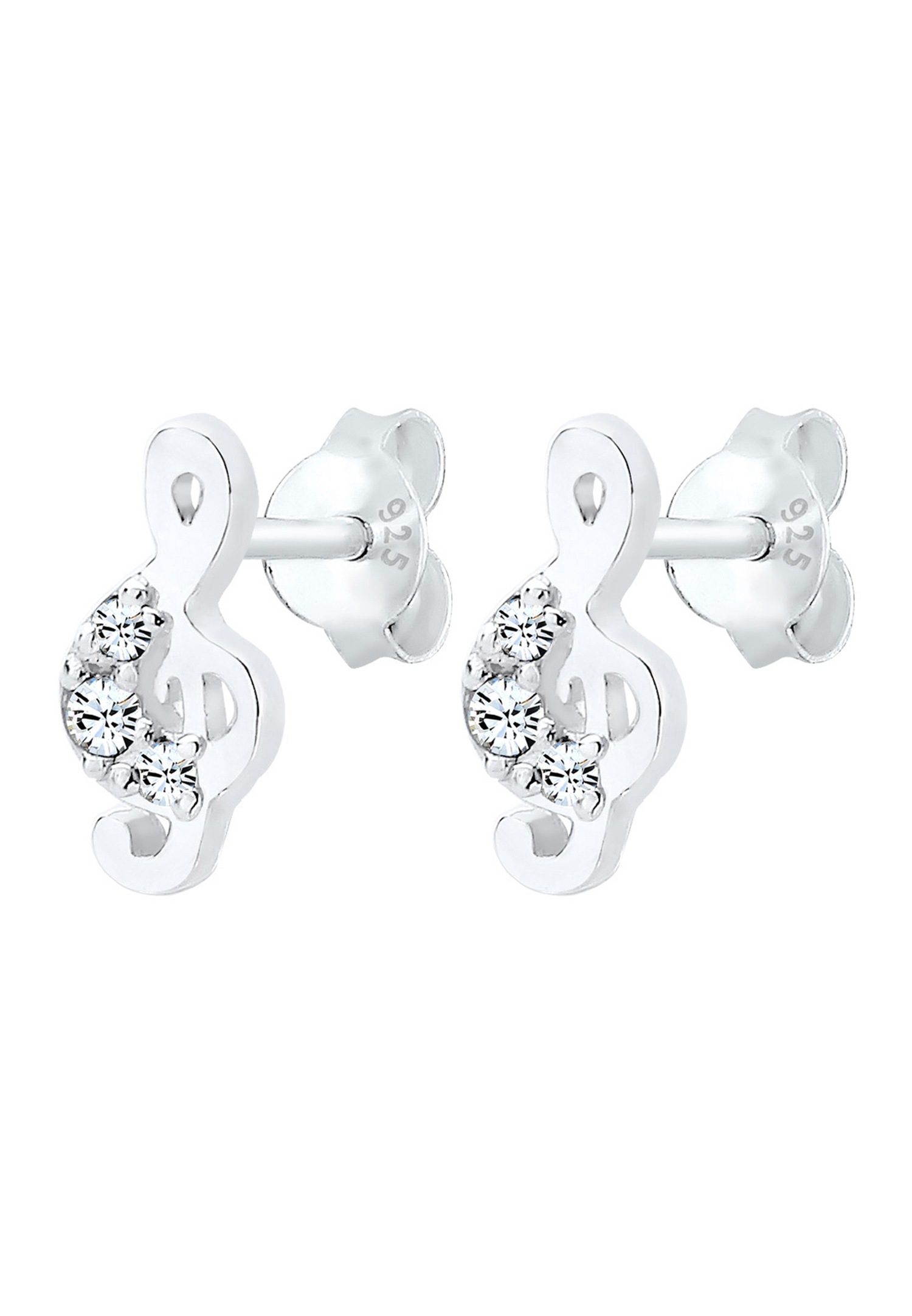 Orecchini a lobo classici da donna Elli a forma di chiave di violino con cristalli in argento sterling 925.