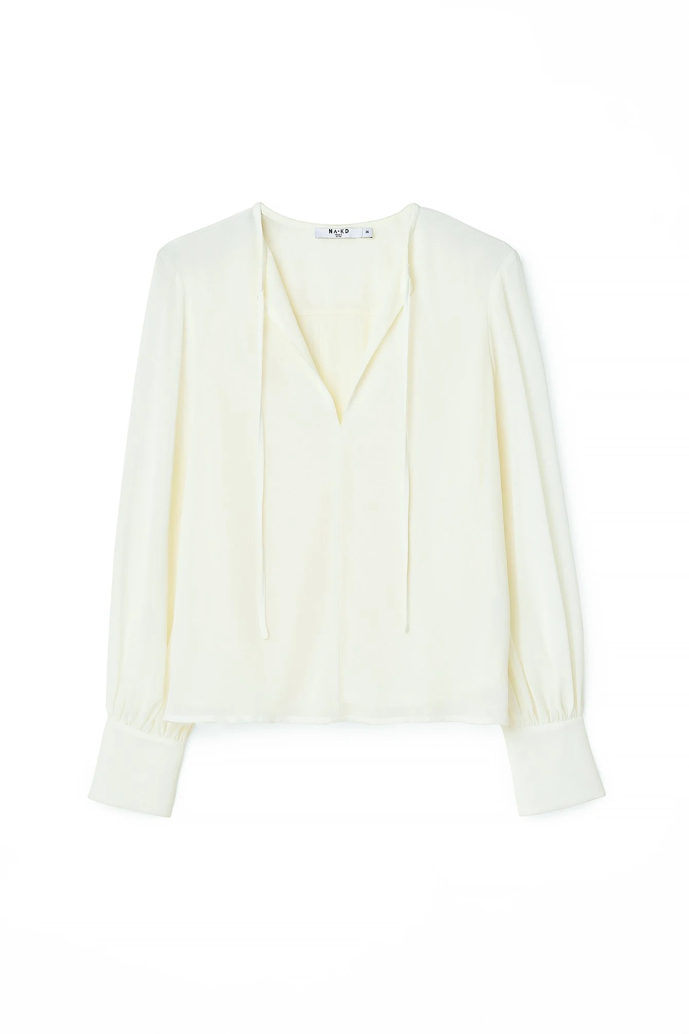 Hinten plissierte Bluse mit Ausschnitt zum Binden