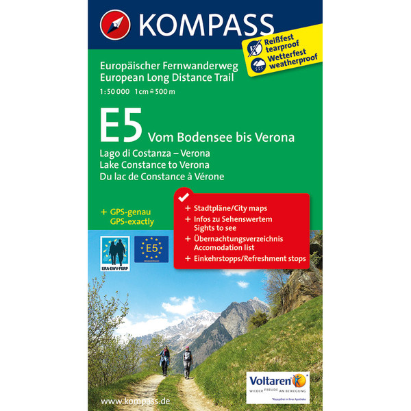 KOKA-2558 E5 BODENSEE BIS VERONA - Wanderkarte