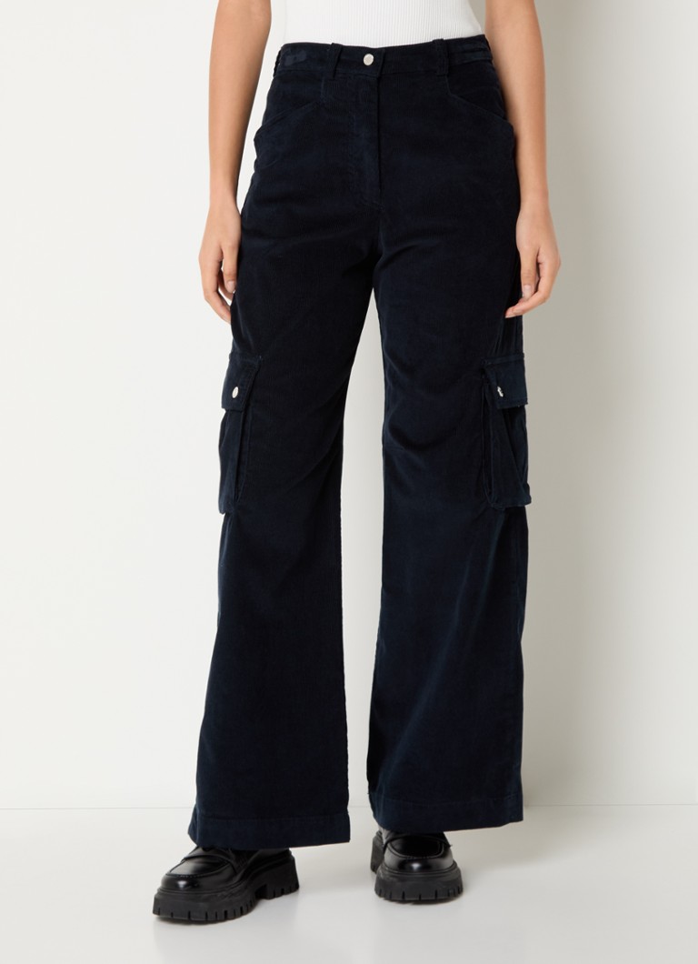 Maje High waist wide fit corduroy cargo pants