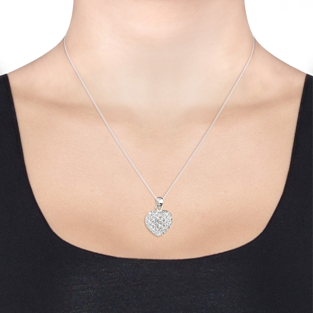 Elli Elli Collier Coeur de Cristal Collier Femme  (925/1000) Argent collier