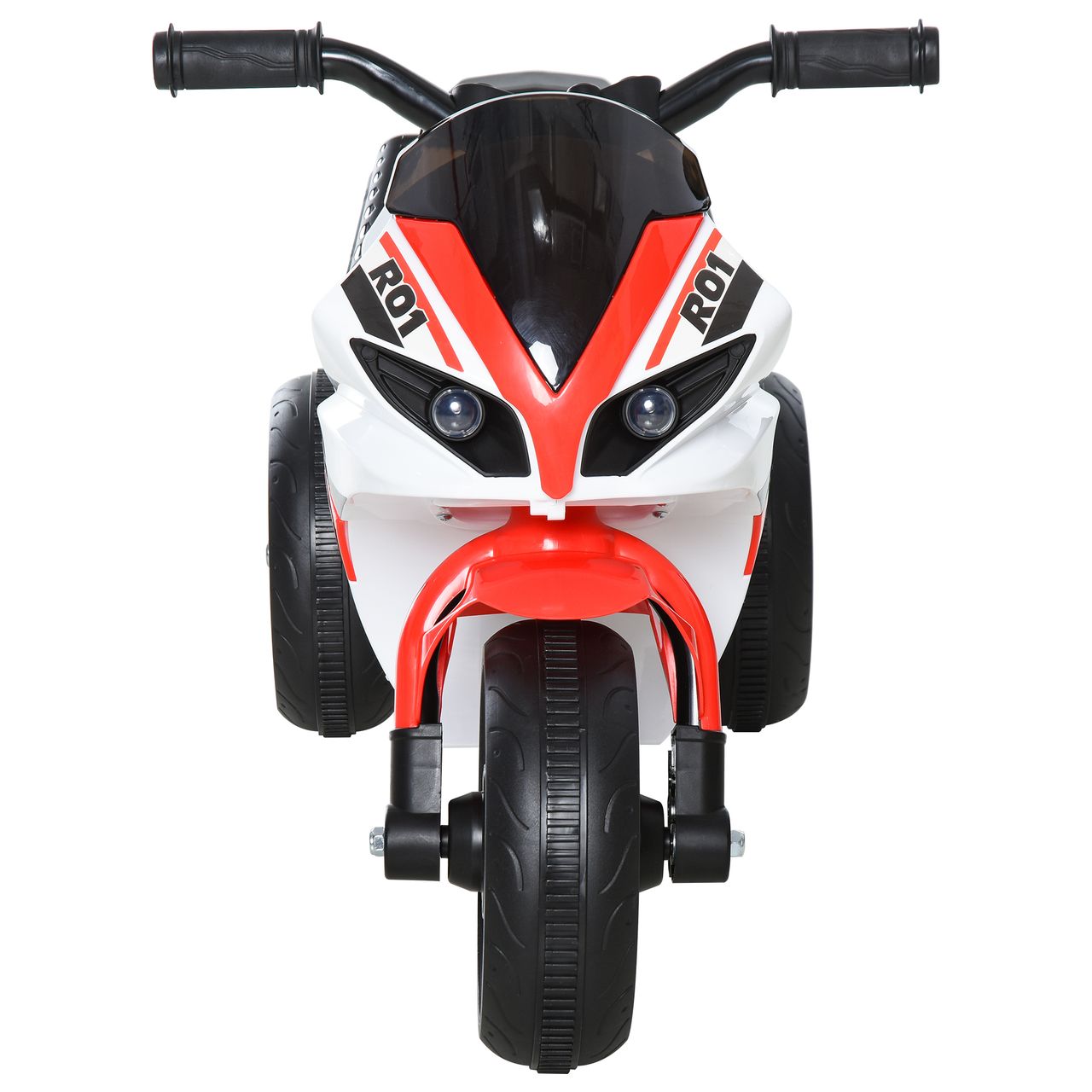 HOMCOM Rutscher Kinder-Motorad Rutscherfahrzeug Kinderfahrzeug für 18-36 Monate mit Musik Weiß 74 x 39 x 48 cm
