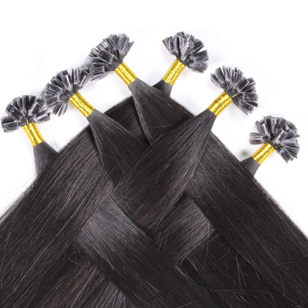 hair2heart Extensions à chaud Premium cheveux bruts Noir naturel extensions