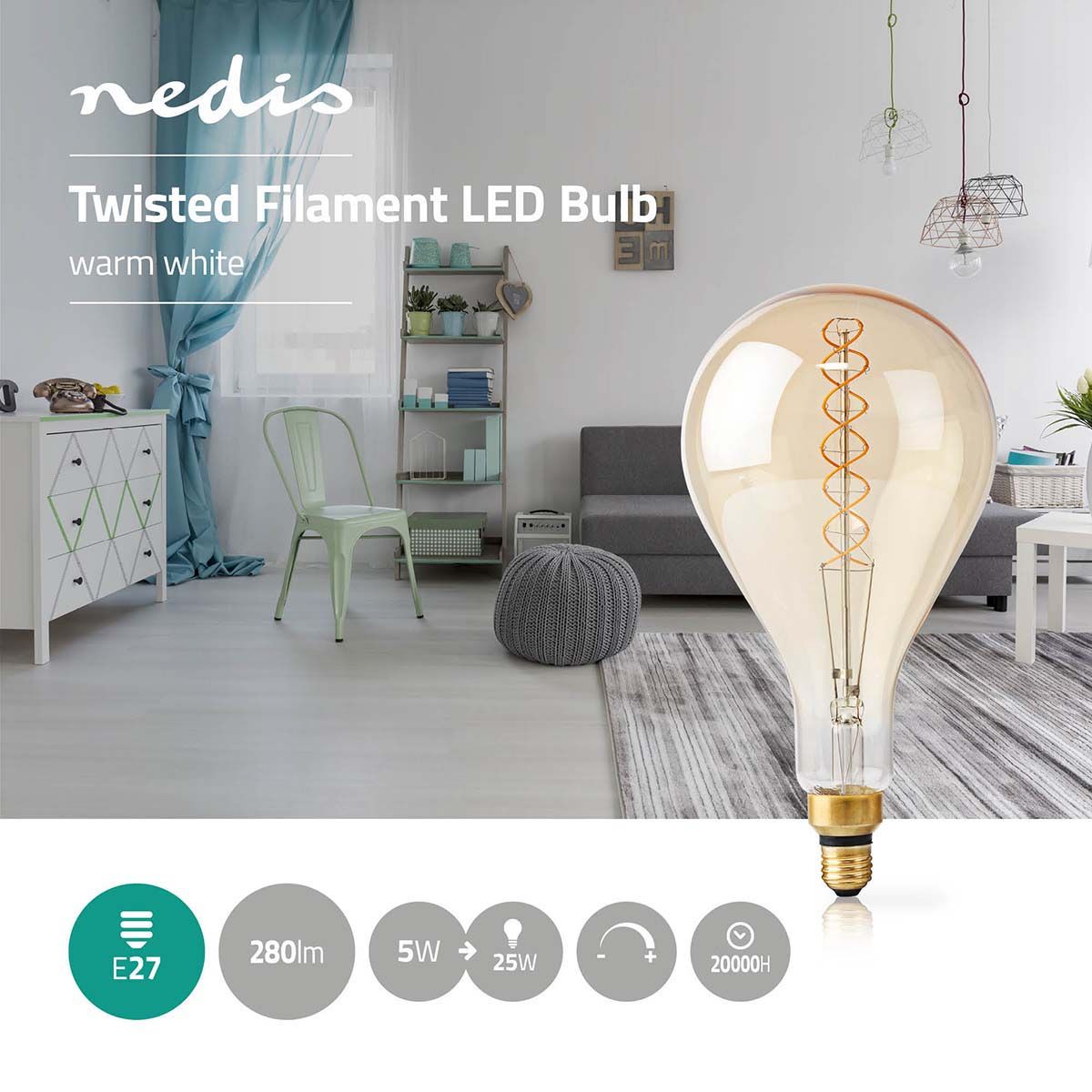 Nedis LEDBTFE27A160 E27 LED-Filament-Lampe