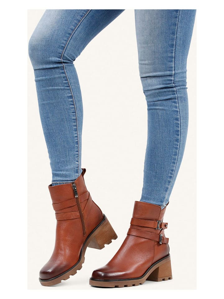 Caprice Leder-Stiefeletten in Braun günstig kaufen