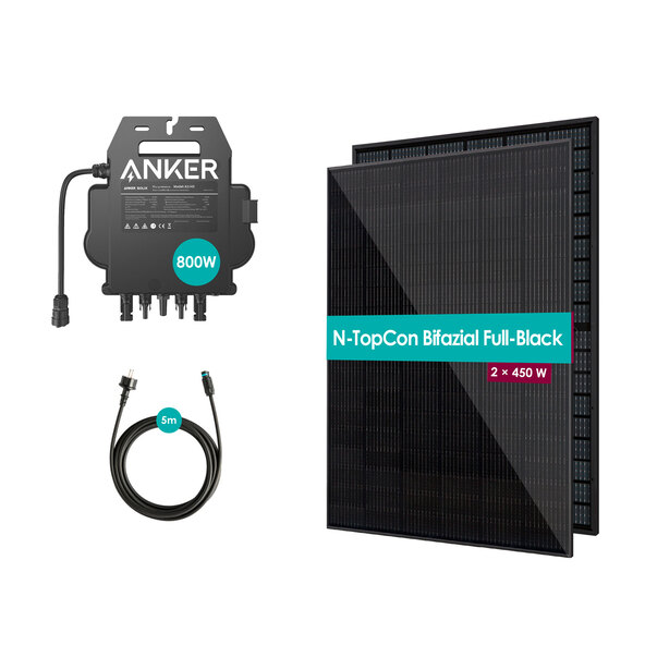 Bifaziales Balkonkraftwerk 900W / 800W ohne Halterung