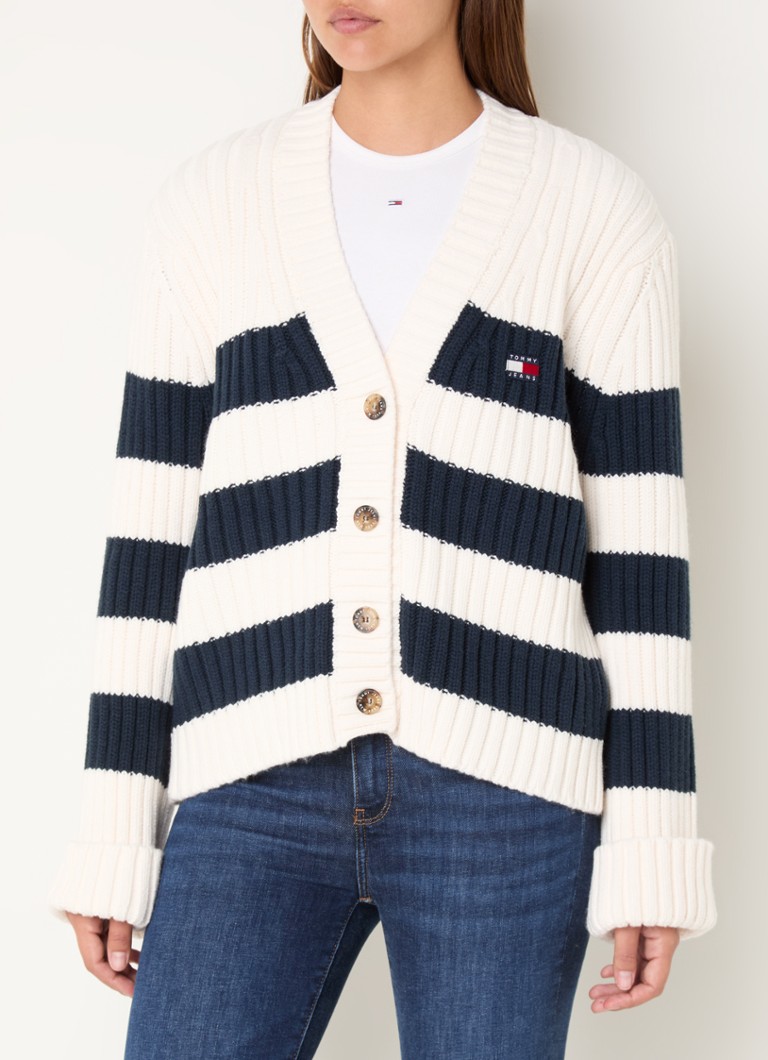 Hrubý pletený kardigan Tommy Hilfiger zo zmesi vlny s výšivkou loga